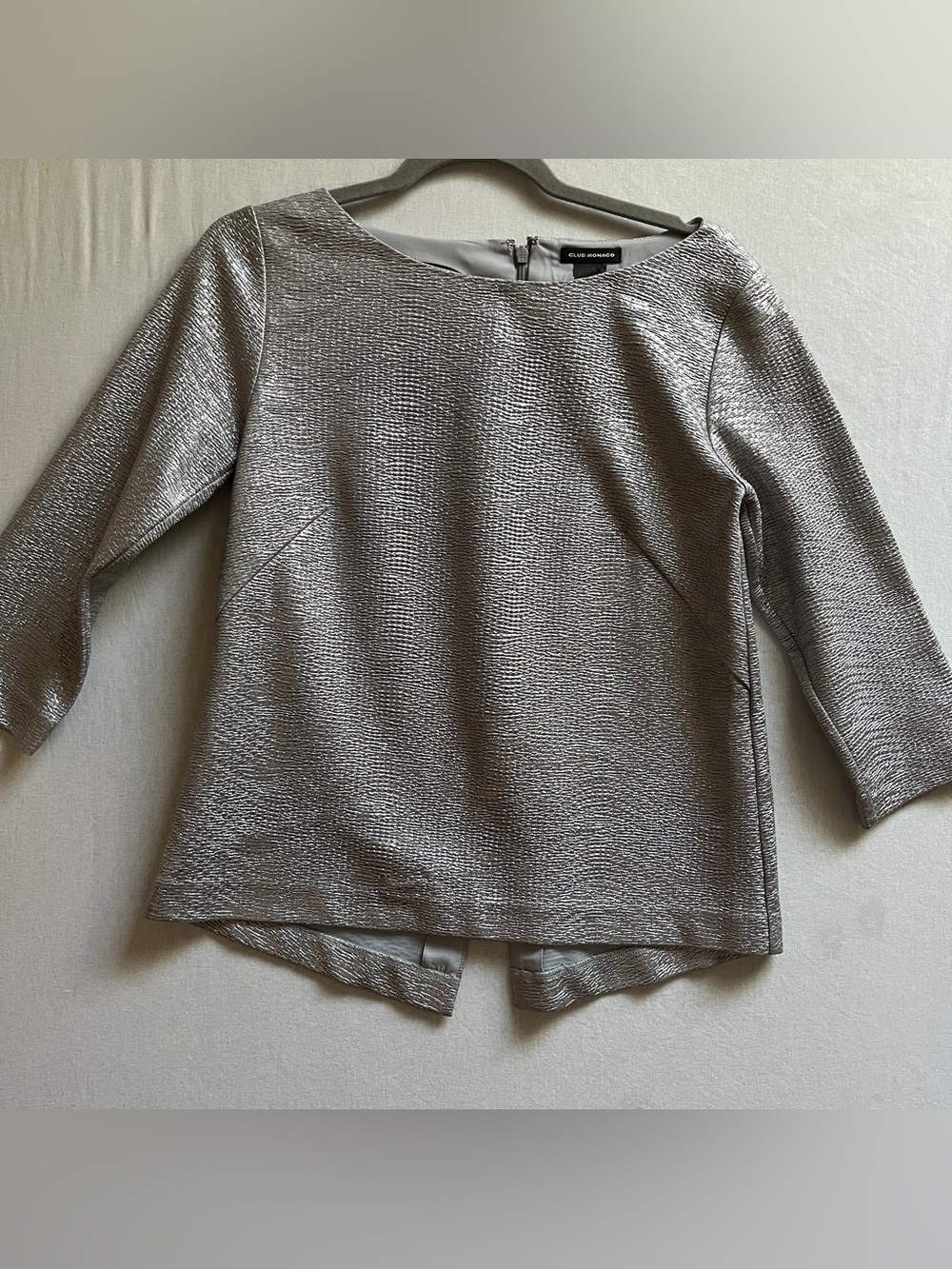 Club Monaco Metallic Silver Short Sleeve Top S